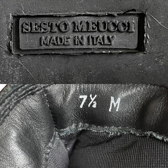 SESTO MEUCCI Italy Leather Insulated Square Toe Winter Ankle Boot Black - Picture 10 of 10